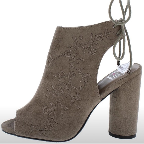 Taupe Peep Toe Booties - Picture 2 of 2